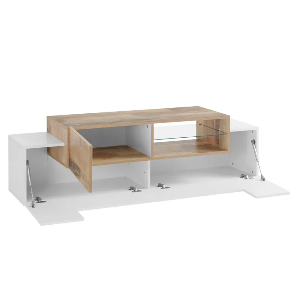 Viadurini Living Tv-Möbel-Niedriger TV-Ständer aus Holz Wohnzimmer 3 Türen und offenes Fach - Therese