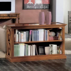 Viadurini Classic Moderne Design Bücherregale-Niedriges Bücherregal mit Holzstruktur und offenen Fächern, hergestellt in Italien – Fauno