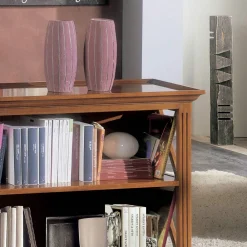 Viadurini Classic Moderne Design Bücherregale-Niedriges Bücherregal mit Holzstruktur und offenen Fächern, hergestellt in Italien – Fauno