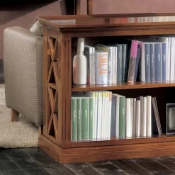 Viadurini Classic Moderne Design Bücherregale-Niedriges Bücherregal mit Holzstruktur und offenen Fächern, hergestellt in Italien – Fauno