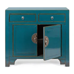 Viadurini Living Anrichte-Niedriges Sideboard mit 2 Türen und 2 Schubladen aus blauem Ulmenholz Homemotion - Konan