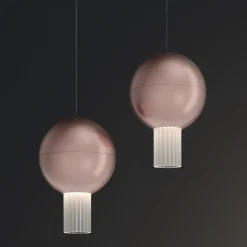 Viadurini Lighting Moderne Pendelleuchten-Oris Metall-Pendelleuchte mit Canneté-Glaszylindern