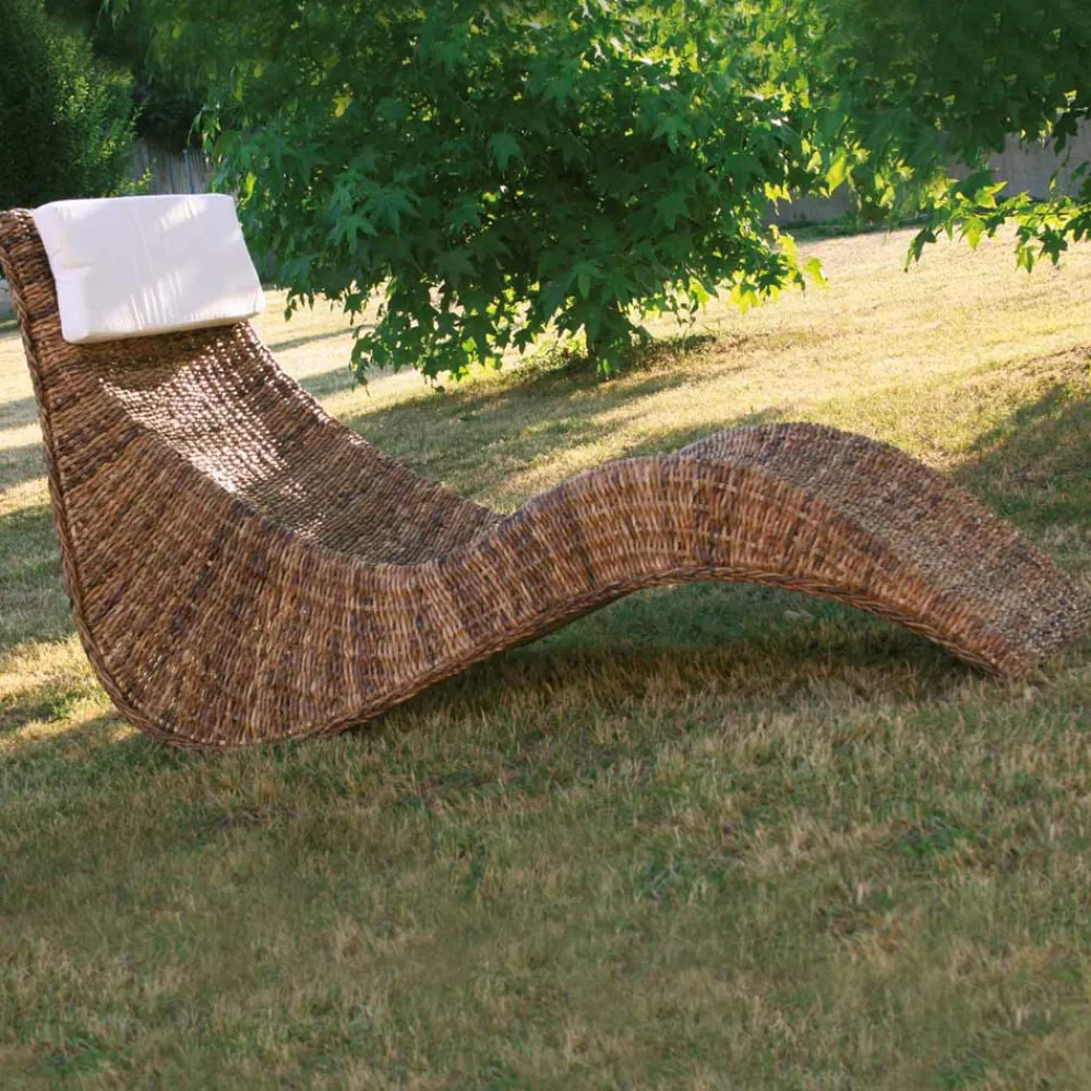 Viadurini in the Garden Sonnenliegen-Outdoor Chaiselongue in Banana Weaving mit Kopfstütze - Jolanda