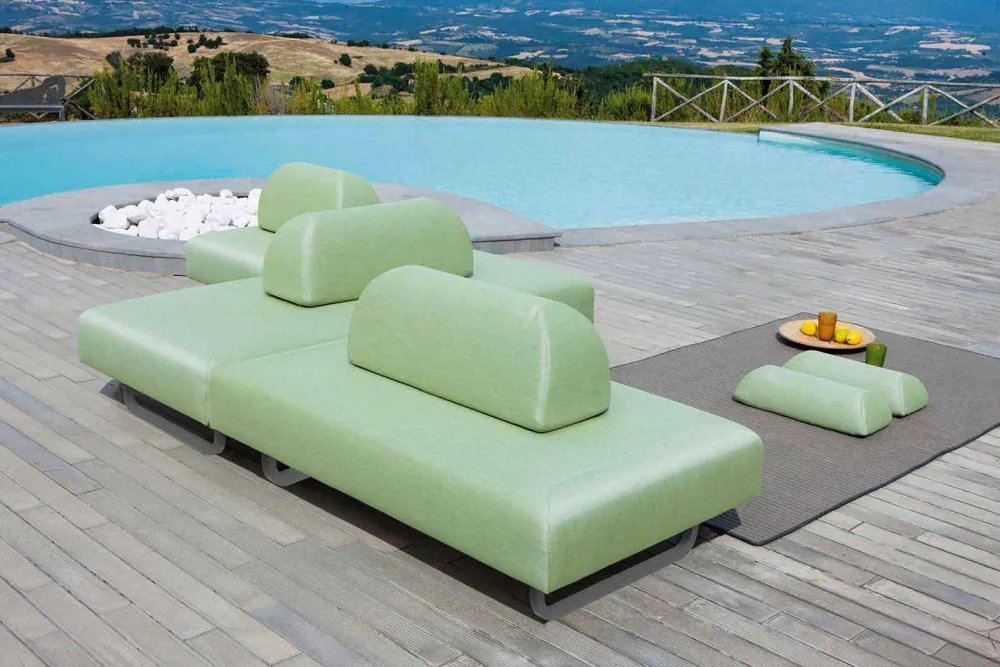 Viadurini in the Garden Sonnenliegen-Outdoor Design Chaiselongue aus Metall und Stoff Made in Italy - Selia