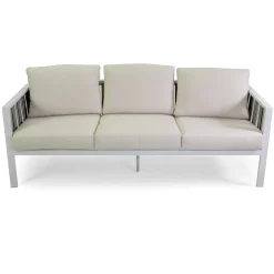 Viadurini in the Garden Garten Lounge Set-Outdoor Lounge aus weißem Aluminium und cremefarbenen Polstern - Relaz