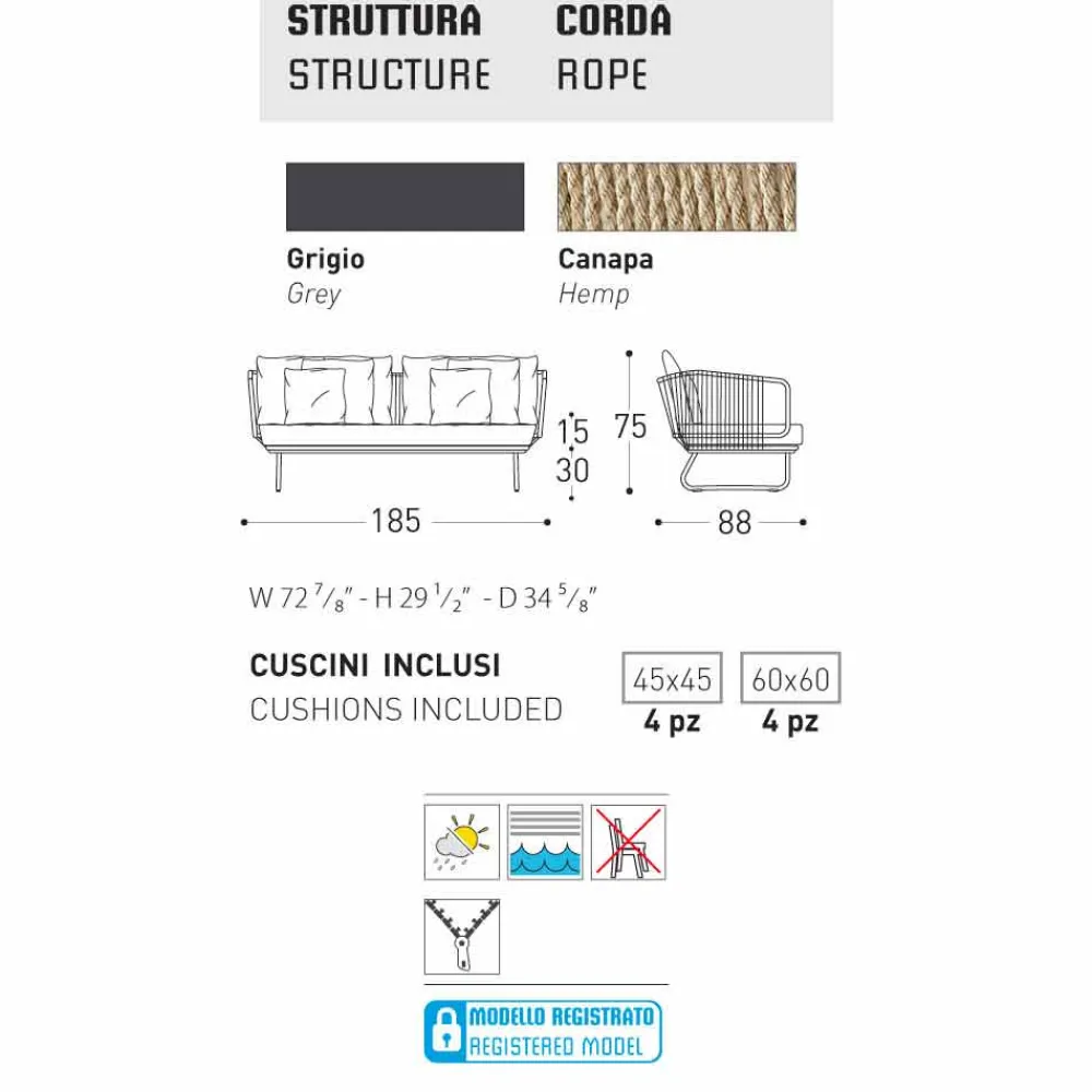 Varaschin Gartensofas-Outdoor Loungesofa Zweisitzer Babylon