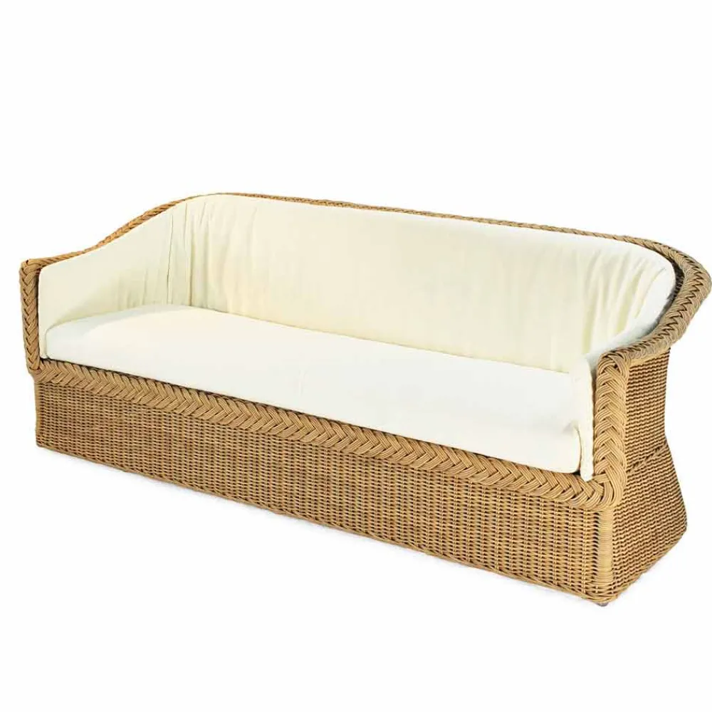 Viadurini in the Garden Gartensofas-Outdoor Polyrattan Loungesofa 3 Sitzer handgeflochten