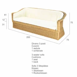 Viadurini in the Garden Gartensofas-Outdoor Polyrattan Loungesofa 3 Sitzer handgeflochten