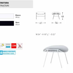 Varaschin Gartenstühle Metall-Outdoor Pouf/Fußstütze aus Stoff und Stahl Summer Set