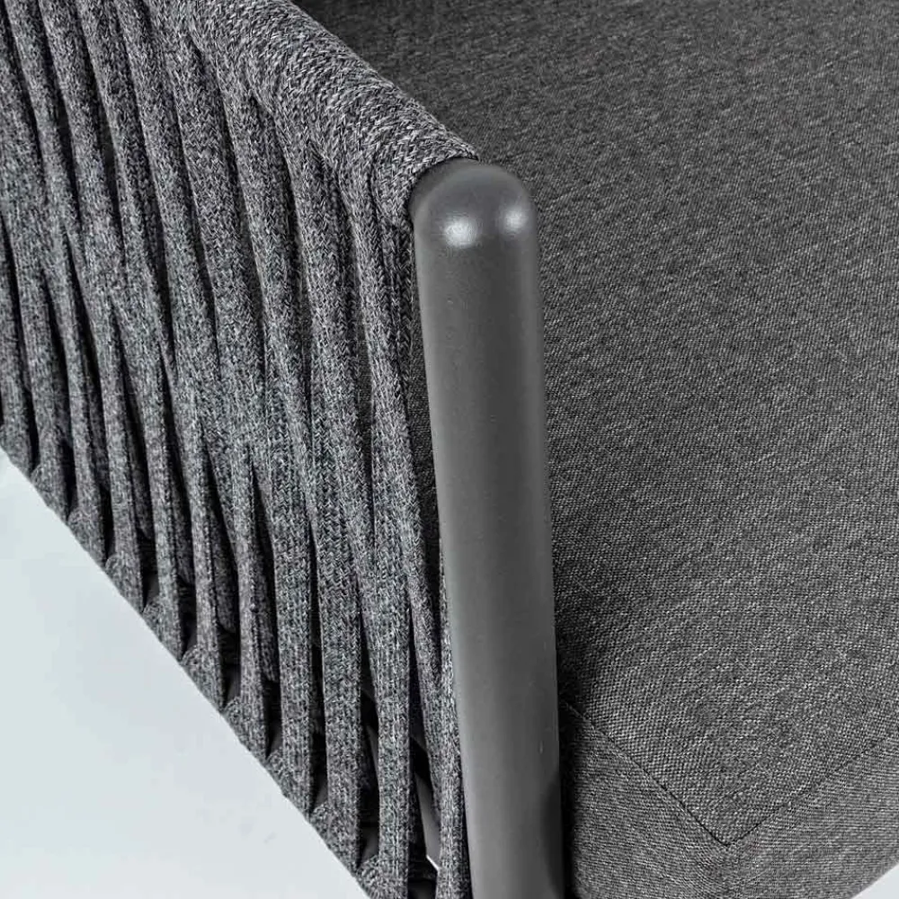 Viadurini in the Garden Gartensofas-Outdoor Sofa Aluminium und Seil mit Stoffkissen, Homemotion - Shama