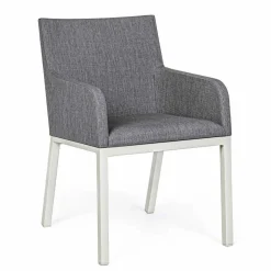 Viadurini in the Garden Gartenstühle Metall-Outdoor Stuhl gepolstert in Stoff mit Aluminiumbeinen, 4 Stück - Nia