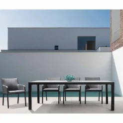 Viadurini in the Garden Gartenstühle Metall-Outdoor Stuhl gepolstert in Stoff mit Aluminiumbeinen, 4 Stück - Nia