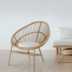 Viadurini in the Garden Sessel Rattan-Outdoor- und Indoor-Sessel aus Rattan und Baumwollkissen – Ecrire