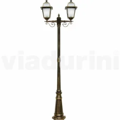 Viadurini Lighting Gartenlampion-Outdoor zwei Lichter Laternenpfahl aus Aluminium, hergestellt in Italien, Kristel