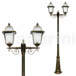 Viadurini Lighting Gartenlampion-Outdoor zwei Lichter Laternenpfahl aus Aluminium, hergestellt in Italien, Kristel