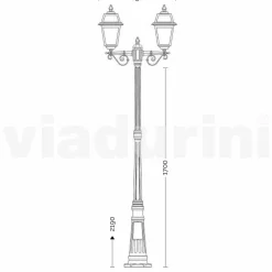 Viadurini Lighting Gartenlampion-Outdoor zwei Lichter Laternenpfahl aus Aluminium, hergestellt in Italien, Kristel