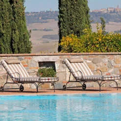 Viadurini in the Garden Sonnenliegen-Outdoor-Chaiselongue aus Eisen und handgefertigtem Stoff Made in Italy - Relax