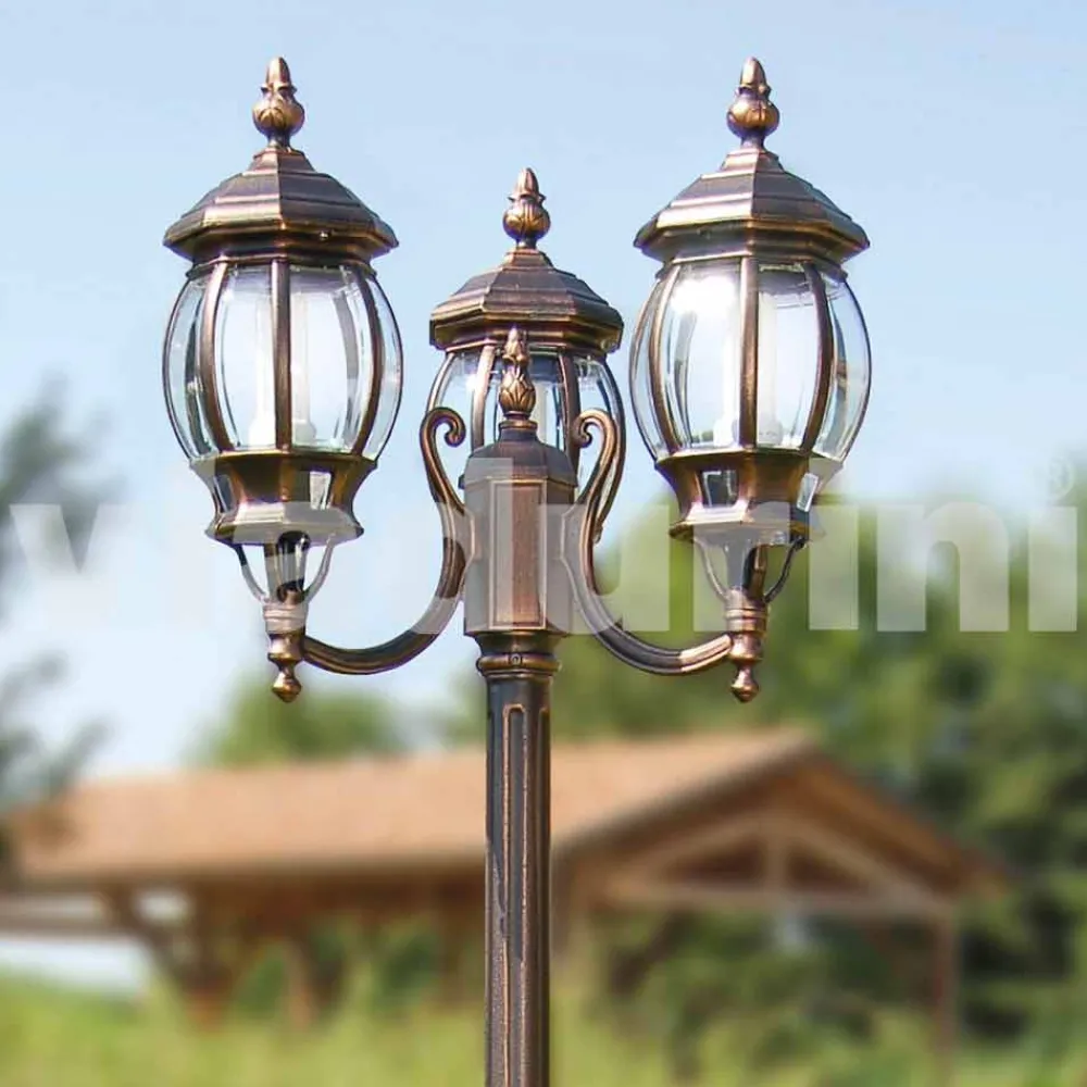 Viadurini Lighting Gartenlampion-Outdoor-drei-Licht-Laternenpfahl aus Aluminium, hergestellt in Italien, Anika