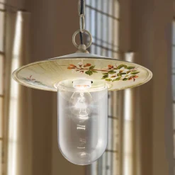 Ferroluce Design Beleuchtung-Outdoor-Hängelampe aus handgemaltem Blumendekor aus Aluminium - Genua