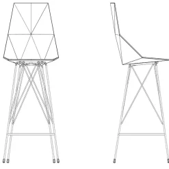 Vondom Outdoor Hocker-Outdoor-Hocker H 102 cm Faz von aus Polypropylen und Stahl, 4 Stück