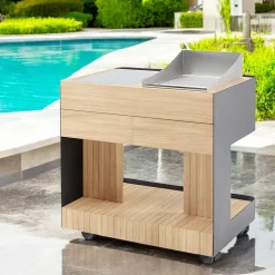 Viadurini in the Garden Outdoor Küchen-Outdoor-Küche 96x70x93 cm aus massivem Teakholz und Aluminium - Raffiniert