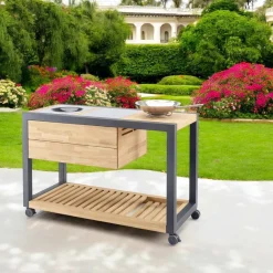 Viadurini in the Garden Outdoor Küchen-Outdoor-Küche 140x65x93 cm aus massivem Teakholz und Aluminium - Convivial