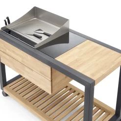 Viadurini in the Garden Outdoor Küchen-Outdoor-Küche 140x65x93 cm aus massivem Teakholz und Aluminium - Convivial