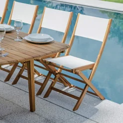 Viadurini in the Garden Gartenstühle Holz-Outdoor-Klappstuhl aus Akazienholz und Textilene - Perfect