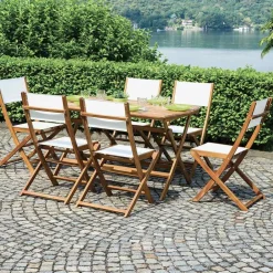 Viadurini in the Garden Gartenstühle Holz-Outdoor-Klappstuhl aus Akazienholz und Textilene - Perfect