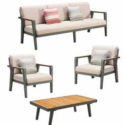 Viadurini in the Garden Garten Lounge Set-Outdoor-Komposition 3-Sitzer-Sofa, 2 Sessel und Couchtisch - Moira