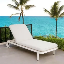 Viadurini in the Garden Sonnenliegen-Outdoor-Liege aus Aluminium und Stoff mit Rädern - Solaria