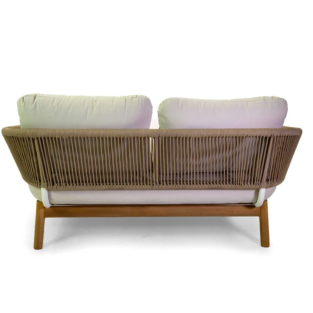 Viadurini in the Garden Sonnenliegen-Outdoor-Liege mit Teakholzrahmen, Seilen und Kissen - Zelt