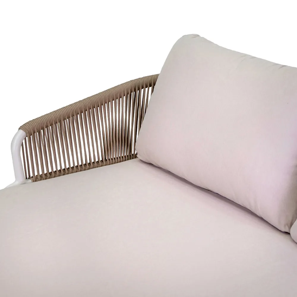 Viadurini in the Garden Sonnenliegen-Outdoor-Liege mit Teakholzrahmen, Seilen und Kissen - Zelt