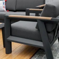 Viadurini in the Garden Garten Lounge Set-Outdoor-Lounge aus Aluminium mit Details aus brasilianischem Teakholz - Tagebuch