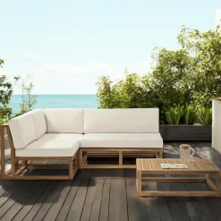 Viadurini in the Garden Garten Lounge Set-Outdoor-Lounge aus natürlichem Teakholz und Kissen - Circe