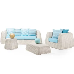 Viadurini in the Garden Garten Lounge Set-Outdoor-Lounge in Polyrattan und blauen Kissen - Charlie