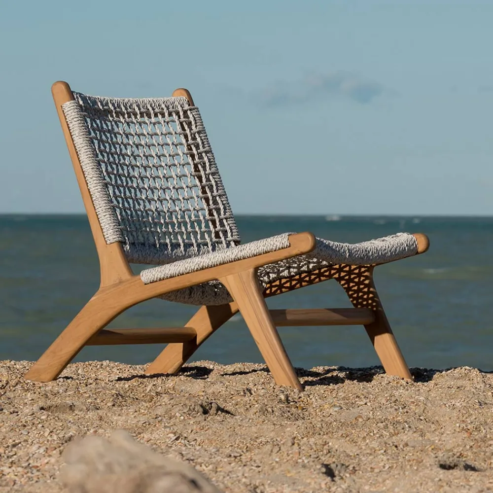 Viadurini in the Garden Holzsessel-Outdoor-Relax-Sessel aus Teakholz und Seilgeflecht - Arjuna