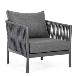 Viadurini in the Garden Metallsessel-Outdoor-Sessel aus Aluminium, Seil und Anthrazit, Homemotion - Shama