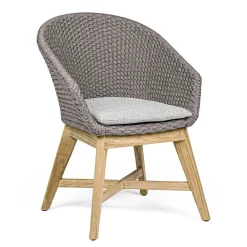 Viadurini in the Garden Holzsessel-Outdoor-Sessel aus Holz und Seil mit Kissen, Homemotion, 2 Stück - Oskana