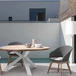 Viadurini in the Garden Holzsessel-Outdoor-Sessel aus Holz und Seil mit Kissen, Homemotion, 2 Stück - Oskana