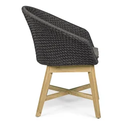 Viadurini in the Garden Holzsessel-Outdoor-Sessel aus Holz und Seil mit Kissen, Homemotion, 2 Stück - Oskana