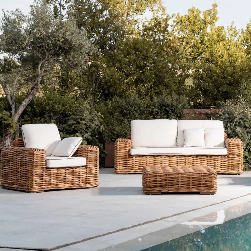 Viadurini in the Garden Sessel Rattan-Outdoor-Sessel aus natürlichem Rattan mit Kissen inklusive - Keira