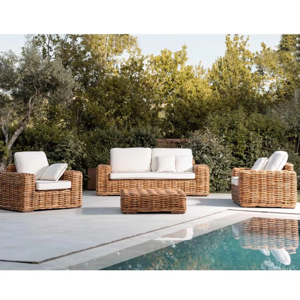 Viadurini in the Garden Sessel Rattan-Outdoor-Sessel aus natürlichem Rattan mit Kissen inklusive - Keira