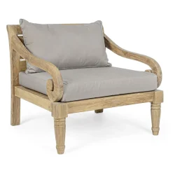 Viadurini in the Garden Holzsessel-Outdoor-Sessel aus Teakholz mit Stoffkissen, Homemotion - Tatyana