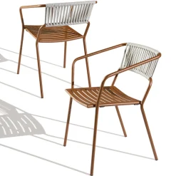 Viadurini in the Garden Metallsessel-Outdoor-Sessel aus verzinktem Stahl stapelbar Made in Italy 2 Stück - Vesna