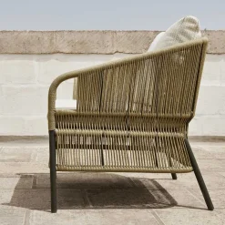 Varaschin Metallsessel-Outdoor-Sessel mit gewebtem Sitz und Kissen - Cricket von