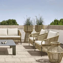 Varaschin Metallsessel-Outdoor-Sessel mit gewebtem Sitz und Kissen - Cricket von