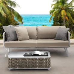 Viadurini in the Garden Gartensofas-Outdoor-Sofa aus Aluminium und handgewebtem Stoff - Reda