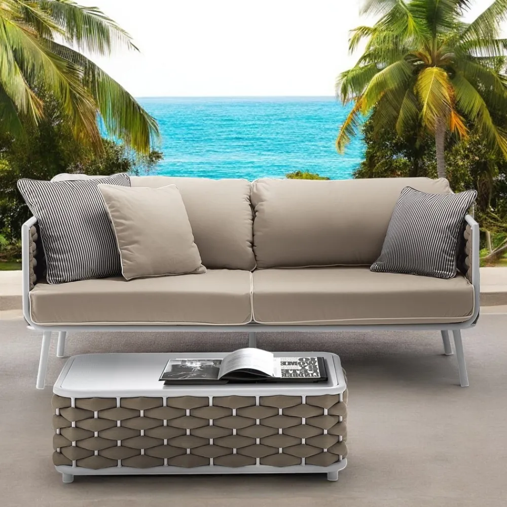 Viadurini in the Garden Gartensofas-Outdoor-Sofa aus Aluminium und handgewebtem Stoff - Reda