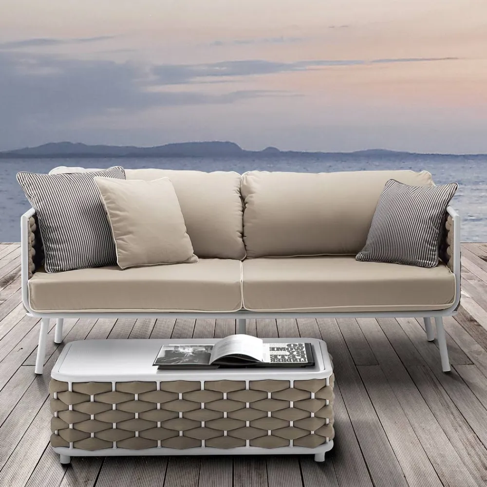 Viadurini in the Garden Gartensofas-Outdoor-Sofa aus Aluminium und handgewebtem Stoff - Reda